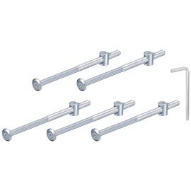 QUARKZMAN Pack of 5 Hex Bolts Bolts with Barrel Nuts, M6 x 120 mm Hex Furniture Bed Bolts with Wrench for Chairs and Cribs, Silver