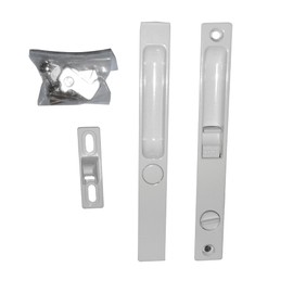Premium Pan-Am Flush Mount Lock Set for Sliding Glass Doors | Sliding Door Lock (White)