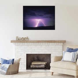 Fine Art Canvas Lightning Canvas Wall Decor by Artist Dennis Frates for Living Room, Bedroom, Bathroom, Kitchen, Office, Bar, Dining & Guest Room - Ready to Hang - 32 in x 24 in