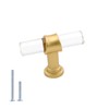 Goldenwarm 5 Pack-Clear Acrylic Drawer Knobs Brushed Brass Cabinet Hardware