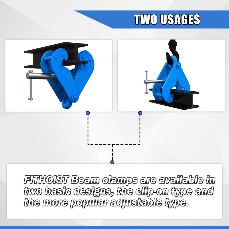 FITHOIST Beam Clamp with Oval Ring | 1 Ton Load