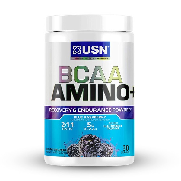 USN Supplements BCAA Amino + Supplement, Blue Raspberry, 11.60 Oz