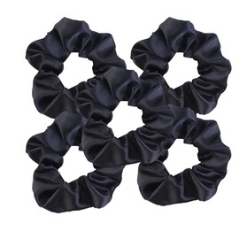 Satin Scrunchies for Women No Hair Damage, No Crease, Suitable for All Hair Types Elastics Bands Accessories Girls Black 5pcs