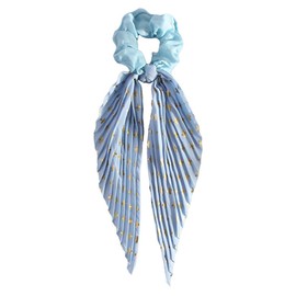 Girlssory Silky Satin Chiffon Hair Ties with Long Ribbon Bow Tail Hair Scrunchies Ponytail Holders Rubber Bands Accessories for Women (Blue)