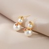 Pearl Gold Christmas Stud Earrings for Women, Freshwater Pearl Xmas