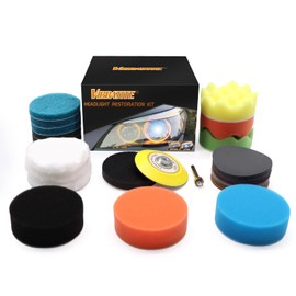 VIBRATITE 41 Pieces Headlight Restoration Set, Polishing Kit for Restoring Dull Faded Headlights, DIY Headlight Restoration Kit with Sandpaper, Polishing Sponge, Abrasive Fleece