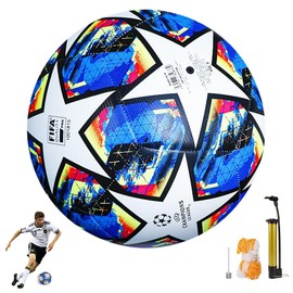 CLIUNT Championsleague Ball, Size 5 Football for Children and Adults, Professional Footballs with Pump, Football Fans Item Football Lovers, Birthday Gift, Regular Play and Training