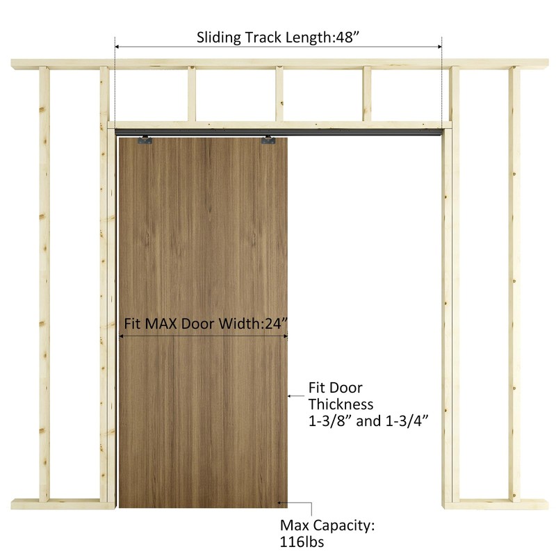 DIYHD 60" Commercial Grade Aluminum Pocket Door Track Kit,Ceiling Mount