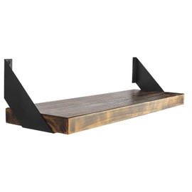 Iron 6 inch Shelf Brackets Flat Angle Curved Black Floating Industrial Shelves Support Brackets, Set of 2