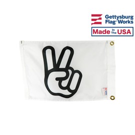 12x18" Victory Peace Fingers Symbol Outdoor Flag Burgee - Durable All-Weather Nylon & Reinforced Fly End Stitching - Proudly Made in the USA