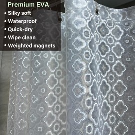 Myratts Plastic Shower Liner - Premium EVA 7G Thickened Shower Curtain Liner with Rustproof Grommets and 3 Weighted Magnets, Waterproof Shower Curtain for Bathroom… (3D Plum Blossom, 72”*72”)