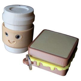 ClicKeys Daily Grind Fidgets (Set of 2) - Coffee & Cheese Toastie Clicky Fidget Toys, Lifelike Multicolour Portable Sensory Keychain Fidgets