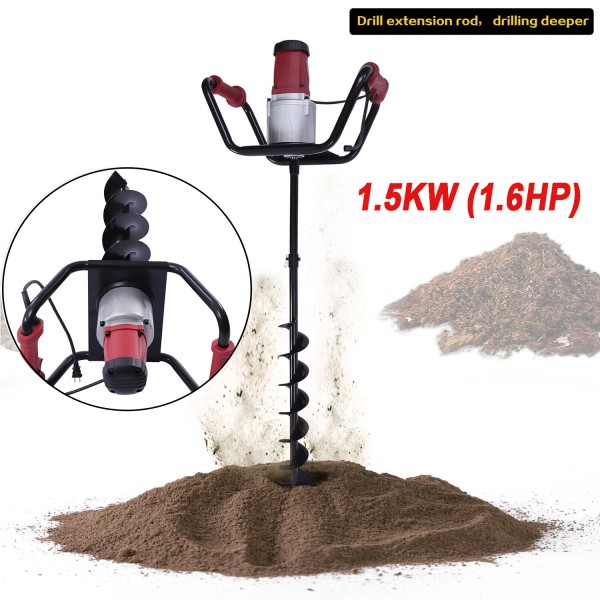Unbranded Electric Post Hole Digger Earth Auger 1500W 1.6HP 4''