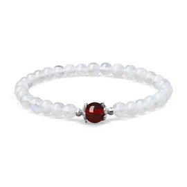 COAI Women's Beaded Bracelet Garnet Moonstone Bracelet Crystal Bracelet for Women