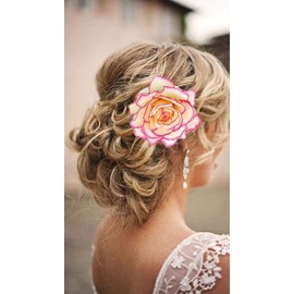 Love Fairy Beautiful Rose Flower Hair Clip Pin up Flower Brooch for Party Travel Festivals (Yellow, One size)