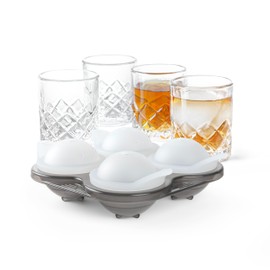 Final Touch Yarai Shiver Ice Ball Shots – Set of 4 Glasses with Tray – Lead-Free Glass, 1.5" Size, Japanese Yarai Design, 2.5 oz Capacity (GG9014)