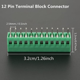 10pcs 12 Pin Universal PCB Mount Screw Terminal Block Connectors 0.1inch Pitch Green