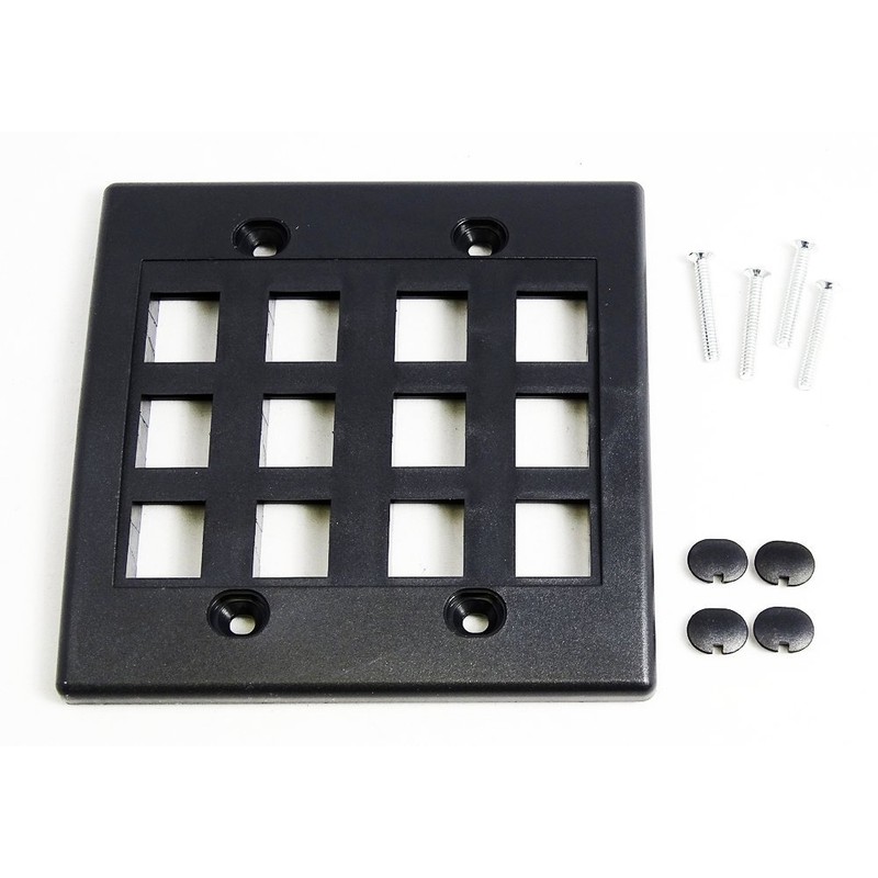 RiteAV - Keystone Wall Plate Double Gang 12-Port Black (1