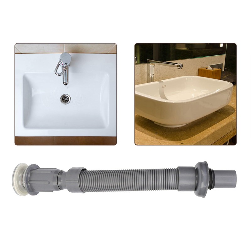 HAOHIZE Flexible Universal Sink Drain Pipe, S-Type, Grey, Plastic +