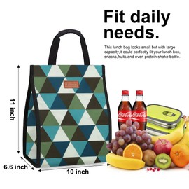 Lunch Bags for Women Insulated Reusable Lunch Tote with Internal Pocket, Lunch Tote bag for Work（Triangle）