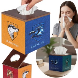 Harry Potter Hogwarts Houses Wooden Tissue Box Decorative Case 14 x 14 x 14 cm (A)