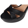 Cole Haan Women's Riannon Platform Sandal Heeled, Black Leather, 7.5