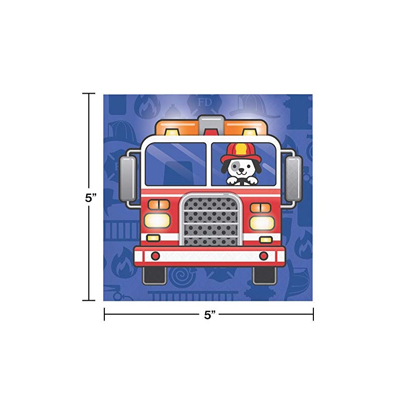 Fire Trucks Beverage Napkins, 48 ct
