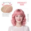 Short Curly Pink Bob Wig with Bangs, Wavy Hair Synthetic
