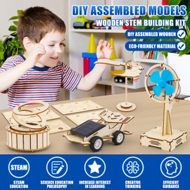 8 in1 STEM Science Kit for Kids Age 8-14, Wooden Physics Experiments & Solar Engineering Kits, Build Solar Car, Anti-Gravity Device, Telescope, Periscope & Dinosaur Claw, Gifts for Boys Girls