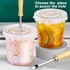 Dasezsdt Straw Puncher for Plastic Lids Lemonade Cup Lid Hole