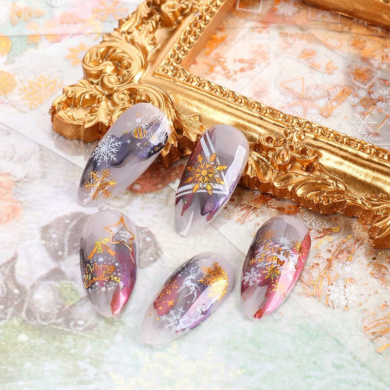 LANODO 8 Pieces Nail Stickers Beautiful 3D Snow Flower Nail