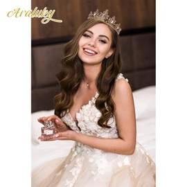 Araluky Gold Crown Crystal Tiaras for Women - Hard Alloy & Rhinestone - Baroque Style - Colorless Round Rhinestones - Adult Women's Tiara