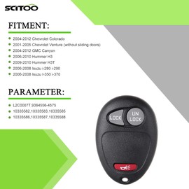 SCITOO Keyless Entry Option Replacement for 3 Buttons 2001-2012 for Chevy for GMC for Hummer for Isuzu 1PC FCC 10335583