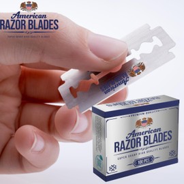 American Razor Blades by The Shave Factory - Super Sharp Double Edge Razor Blades, Japanese Steel, New Value Pack (100 PCS)