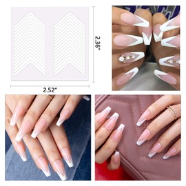 SILPECWEE 4320 Pieces 90 Sheets French Tip Nail Guides Nail Stencils French Manicure Strips Crescent Nail Design Nail Art Stencils Self-Adhesive Nail Stickers Nail Art Accessories