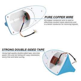 Shark Fin Aerial Antenna for Car Roof, Automotive Top Roof AM/FM Radio Signal Base Cover, Vehicle Shark Fin Shape Decor with Adhesive Tape, Car Accessories Universal for Trucks, SUV, Van (Blue)