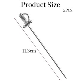 KinetiCore 5 Pack Stainless Steel Cocktail Picks, 11cm Retro Sword Martini Picks, Reusable Metal Olive Skewers for Home Bar, Restaurant & Parties