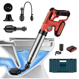 Electric Toilet Plunger With Dedicated Box, Plunger Toilet Can Only Take 2 Mins To Unclog Toilet,Bathroom,Floor Drain,Sewer,Pipe，RED,1 Battery