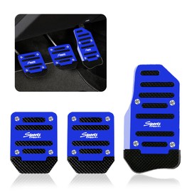 pvotawp 3PCS Car Non-Slip Aluminum Alloy Pedal Pads, Anti-Rubbing Auto Manual Transmission Brake Pad Cover, Gearbox Gas Car Clutch Foot Pedal Kits Universal Replacement Accessories (Blue)