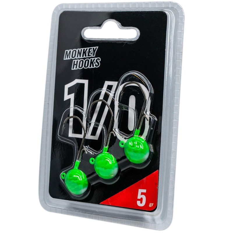 Monkey Lures Hook - 3 Jig Heads, Size/Weight/Colour: Size 1/0