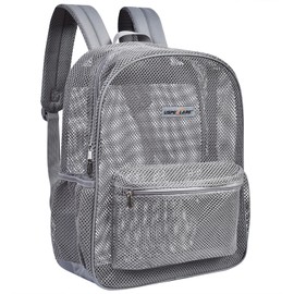USPECLARE Heavy Duty Semi-Transparent Mesh Backpack，See Through College Student Backpack (Grey)
