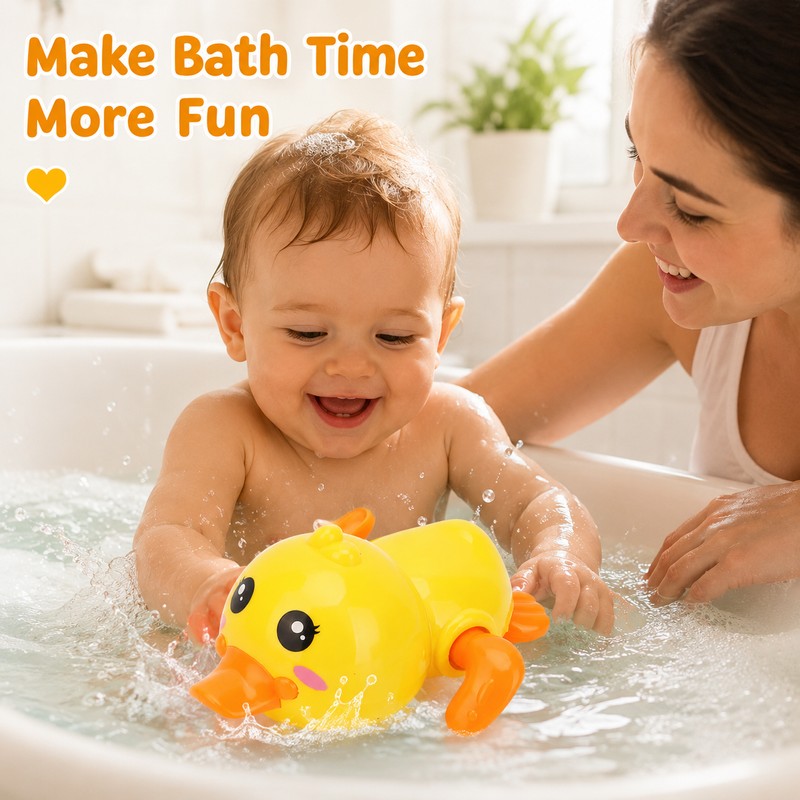 Wind-Up Baby Bath Toys Set for Kids – Cute Swimming