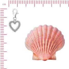 Quiges Silver-Plated Charm Pendant with Heart Motif and Lobster Clasp, for Bracelets, Silver Plated