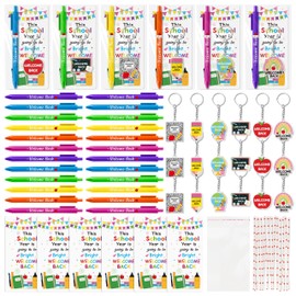 ANGOLIO Back to School Gifts for Students - 230Pcs Welcome First Day of School Student Teacher Gifts Bulk with Ballpoint Pens Bookmarks Keychains, Classroom Reward Birthday Party Favor for Boys Girls