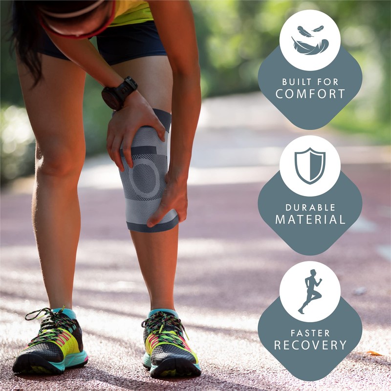 Actesso Compression Knee Support - Elastic Sleeve for Sprains &