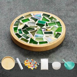(Kukkukkakka) DIY Round Mother-of-Pearl Tile Coaster Making Green / (꾸꾸까까)DIY 원형 자개 타일 티코스터 만들기 그린