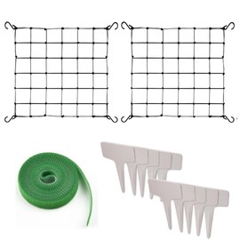 2 Pcs Scrog Net 3x3 FT Trellis Net for Grow Tent Elastic Trellis Netting with Hooks, Loop Tape, Garden Label for Indoor Plant Growing Tents Garden Plant Climbing Plants Support