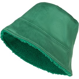 styleBREAKER 04025037 Unisex Reversible Bucket Hat in Suede Look / Teddy Fur Warm 2 in 1 Reversible Bucket Hat Autumn Winter, Green