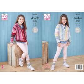 King Cole 5644 Knitting Pattern Childrens Easy Knit Hoodie and Cardigan in Bramble DK