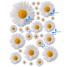 Autoaufkleber Blumen Gänseblümchen Prilblumen Tuning - 27/54/108 Stück - Lustige Karosserie Motorrad Fahrradhelm Glasaufkleber (Large, 27 Stücke, Farbe 010)